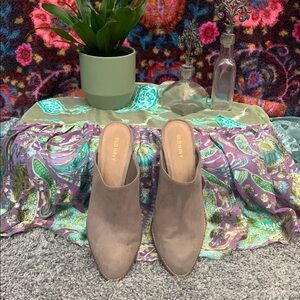 Old Navy Tan Mules with Suede Finish